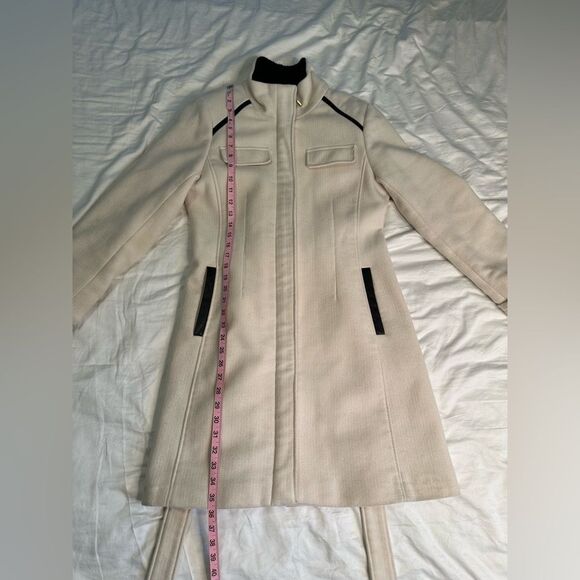 Vince Camuto Single Breasted Wool Belted Zip Front Funnel Neck Walker Coat - M - Picture 9 of 13